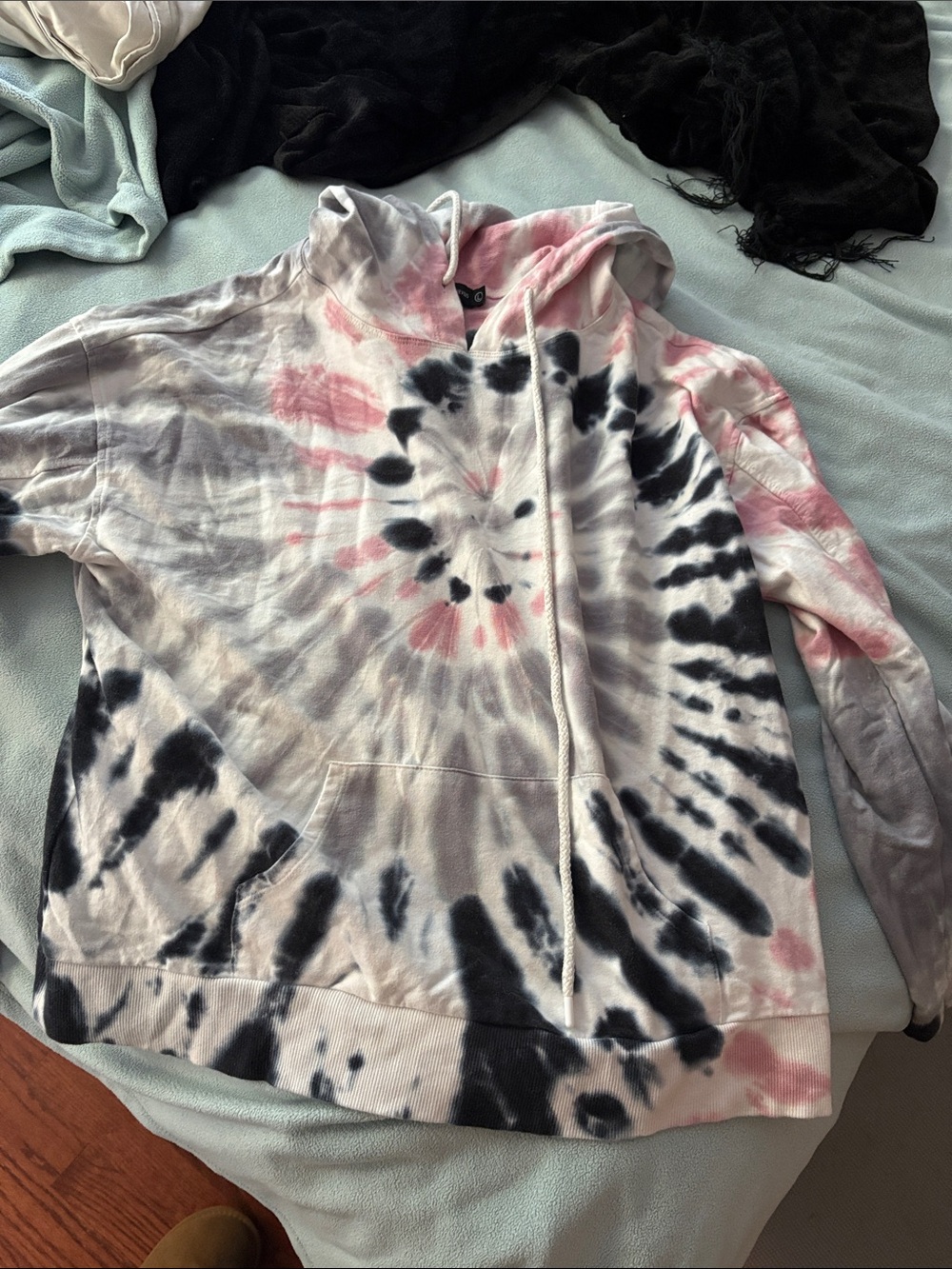 Miss Chievous Tie-Dye Hoodie in Black and Pink